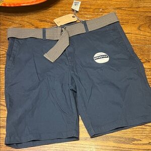 Men's Navy Stretch Shorts with Belt